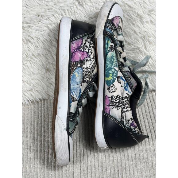Coach Barrett Shoes Womens Size 8.5 Butterfly Print Leather Canvas Sneakers - Picture 2 of 10